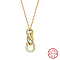 925 Sterling Silver Chinese Knot Pendant Necklaces for Women, Real 14K Gold Plated, 17.72 inch(45cm)