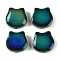 Two Tone Glass Beads, Temperature Sensing Color Changing Beads, Cat Shape, Sea Green, 14x14x6mm, Hole: 1.2mm