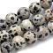 Natural Dalmatian Jasper Beads Strands, Round, 8mm, Hole: 1mm, about 45~48pcs/strand, 15 inch