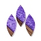 Resin & Wood Big Pendants, Leaf Charms, Blue Violet, 52.5x22x3.5mm, Hole: 2mm