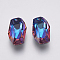 K9 Glass Rhinestone Pendants, Imitation Austrian Crystal, Faceted, Rectangle, Bermuda Blue, 30x18~18.5x10~10.5mm, Hole: 1.6mm