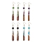 304 Stainless Steel Dangle Earrings, with Wood and Resin & Natural Mixed Stone & Synthetic Turquoise, 75x8mm