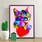 Cat Shape DIY Diamond Painting Kits, with Resin Rhinestones, Diamond Sticky Pen, Tray Plate and Glue Clay, Red, 400x300mm