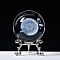 Carving Crystal Ball, Glass Sphere Decoration, with Platinum Tone Alloy Stand, Clear, Dandelion, 60mm