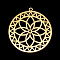 PVD Vacuum Plating 201 Stainless Steel Pendants, Laser Cut, Hollow, Flat Round with Flower, Golden, 34.5x32x1mm, Hole: 1.6mm