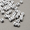 Large Hole Acrylic Letter European Beads, Horizontal Hole, White & Black, Cube with Letter.F, 7~8x7~8x7~8mm, Hole: 4mm, about 1144pcs/500g