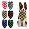 Globleland 6Pcs 6 Colors Tartan Pattern Polyester Dog Bandanas, Triangle, Mixed Color, 366x655x1mm, 1pc/color