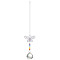 Metal Animal Hanging Ornaments, Teardrop & Rainbow Color Glass Suncatchers for Home Outdoor Decoration, Butterfly, 345x65mm