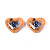 Flower Printed Opaque Acrylic Heart Beads SACR-S305-28-J01-2