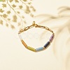 Natural Mixed Gemstone Curved Tube Beaded Bracelet with 304 Stainless Steel Paperclip Chains BJEW-JB08128-2