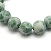 Frosted Natural Green Spot Jasper Round Bead Strands G-M064-4mm-10-2
