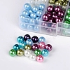 10 Color Eco-Friendly Pearlized Round Glass Pearl Beads HY-PH0004A-8mm-01-5