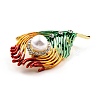 Feather Alloy Brooch with Resin Pearl JEWB-O009-10-3