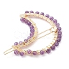 2Pcs Moon & Star Alloy with Natural Amethyst Hollow Hair Barrettes PHAR-JH00105-02-5