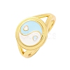 Round with Yin-yang Brass Enamel Open Cuff Rings for Women RJEW-U009-11D-G-1