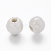 Pearlized White Handmade Porcelain Round Beads X-PORC-D001-10mm-04-2