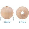 Round Unfinished Wood Beads WOOD-PH0004-30mm-LF-3