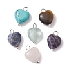 Natural & Synthetic Mixeed Gemstone Heart Charms PALLOY-JF02493-02-1