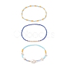 3Pcs 3 Style Natural Pearl & Glass Seed Beaded Stretch Bracelets Set for Women BJEW-JB08891-4