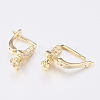 Brass Micro Pave Cubic Zirconia Hoop Earring Findings with Latch Back Closure ZIRC-K075-37G-2