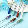 14Pcs 14 Style Chakra Natural & Synthetic Gemstone Pointed Pendants G-LS0001-76-9