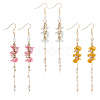 ANATTASOUL 3 Pairs 3 Colors Alloy Flower Tassel Dangle Earrings for Women EJEW-AN0002-80-1