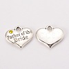 Wedding Theme Antique Silver Tone Tibetan Style Alloy Heart with Father of the Bride Rhinestone Charms X-TIBEP-N005-19-2