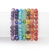 7Pcs 7 Style Natural & Synthetic Mixed Stone Stretch Bracelets Set with Lampwork Evil Eye Beaded BJEW-JB08771-5
