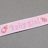 Baby Shower Ornaments Decorations Word Baby Girl Printed Polyester Grosgrain Ribbons OCOR-S023-04-1