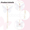 ANATTASOUL 2 Pairs 2 Style Fabric Butterfly with Plastic Pearl Beaded Dangle Earrings EJEW-AN0002-84-3