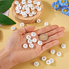 50Pcs 5 Style White Flat Round with Black Letter Silicone Beads SIL-TA0001-49-14