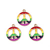 Rainbow Color Pride Alloy Enamel Pendants ENAM-K067-20-2