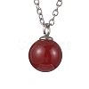 Round Gemstone Pendant Necklaces NJEW-JN04718-01-4