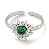 304 Stainless Steel Synthetic Malachite Cuff Rings G-Z056-01P-02-2