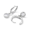 Flat Round Rack Plating Brass Cubic Zirconia Hoop Earrings EJEW-K245-22P-2