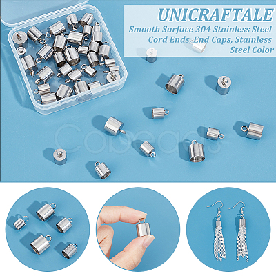 Unicraftale Smooth Surface 304 Stainless Steel Cord Ends STAS-UN0001-40P-1