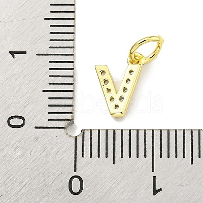 Letter Brass Micro Pave Clear Cubic Zirconia Pendants KK-K354-06G-V-1