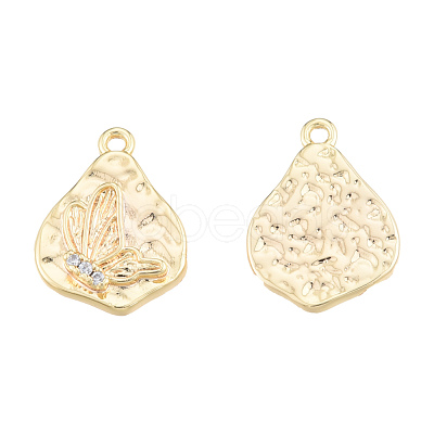 Brass Micro Pave Clear Cubic Zirconia Charms KK-N231-408-1