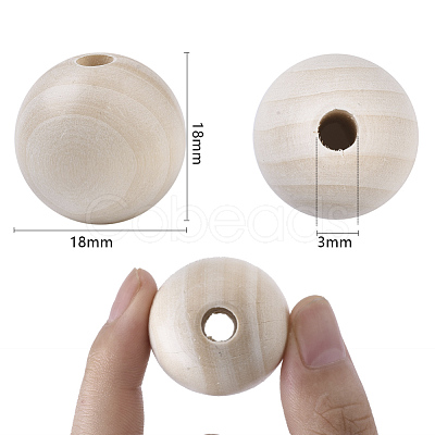 Natural Unfinished Wood Beads WOOD-S651-A18mm-LF-1