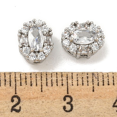 Brass Micro Pave Clear Cubic Zirconia Beads KK-P275-27P-1