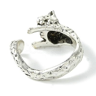 Cat Alloy Open Cuff Rings RJEW-K275-47AS-1