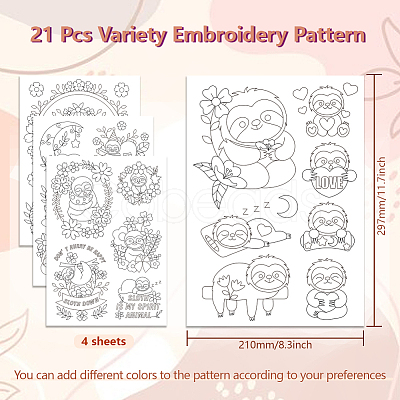 4 Sheets 11.6x8.2 Inch Stick and Stitch Embroidery Patterns DIY-WH0455-199-1