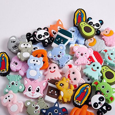 10Pcs Multi-color Love Silicone Beads JX655A-1