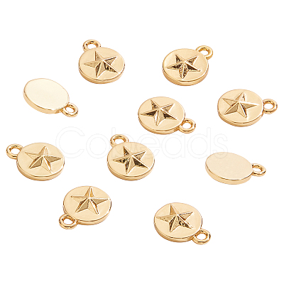 BENECREAT 10Pcs Brass Pentacle Charms KK-BC0007-05-1