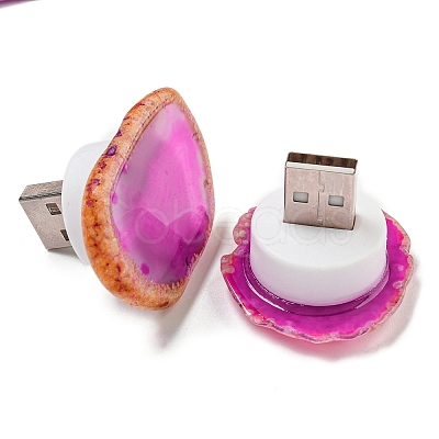 Dyed & Heatsd Natural Agate Slice USB Night Light Decoration G-Q170-01-1