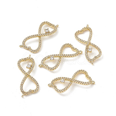 Brass Micro Pave Clear Cubic Zirconia Connector Charms KK-E068-VB392-1