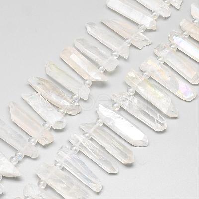 Plated Natural Quartz Crystal Beads Strands G-R414-17A-1