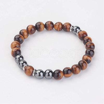 Non-Magnetic Synthetic Hematite Beaded Stretch Bracelets BJEW-JB02900-1