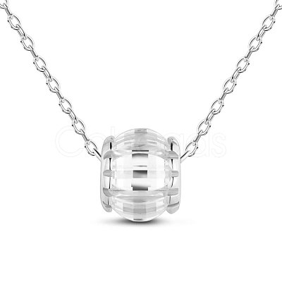 TINYSAND Rhodium Plated 925 Sterling Silver Necklace TS-N439-S-1