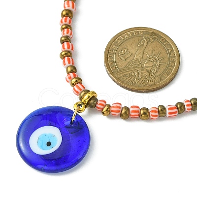 Handmade Evil Eye Lampwork Pendant Necklace with Glass Seed Beaded Chains for Women NJEW-JN04418-1